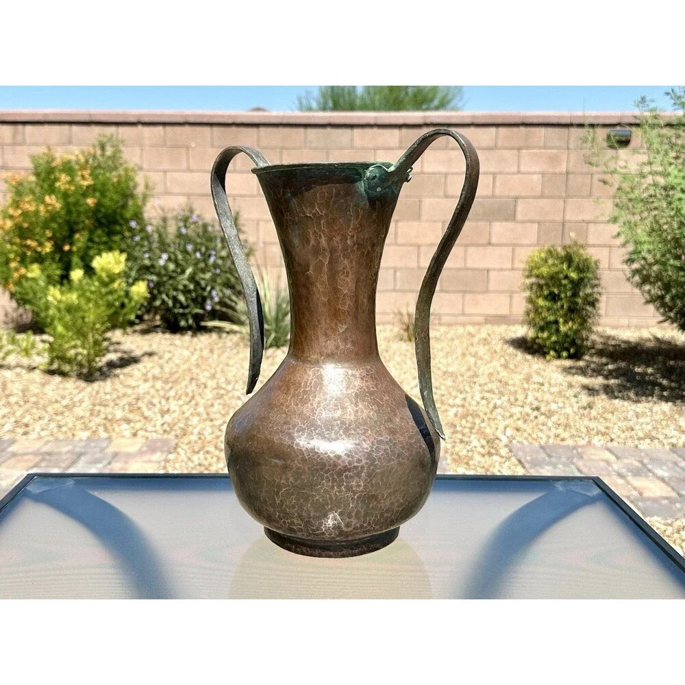 Large Copper Vase / Pot - Dual Hand Hammered 13.5
